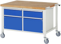 RAU Fahrbare Werkbank 8466, B1250xT900xH880-1080mm, 2xSchublade-TA, 2xTüren, 05-8466A2-129B4H.11