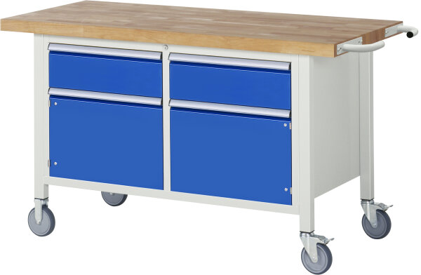 RAU Fahrbare Werkbank 8466, B1500xT700xH880-1080mm, 2xSchublade-TA, 2xTüren, 05-8466A2-157B4H.11