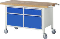 RAU Fahrbare Werkbank 8466, B1500xT700xH880-1080mm, 2xSchublade-TA, 2xTüren, 05-8466A2-157B4H.11