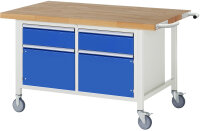RAU Fahrbare Werkbank 8466, B1500xT900xH880-1080mm, 2xSchublade-TA, 2xTüren, 05-8466A2-159B4H.11