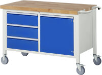 RAU Fahrbare Werkbank 8468, B1250xT700xH880-1080mm, 3xSchublade-TA, 1xTür, 05-8468A2-127B4H.11