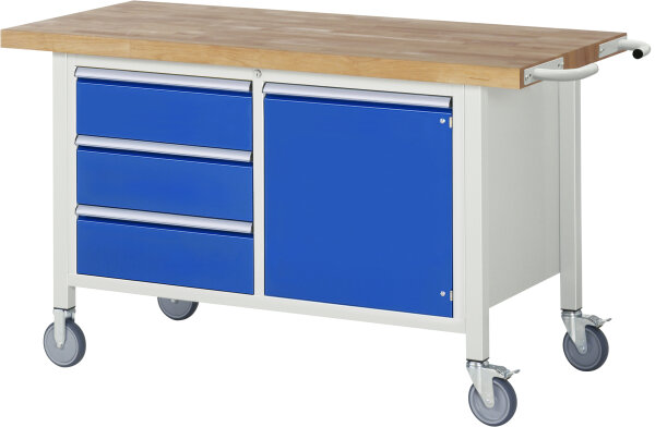RAU Fahrbare Werkbank 8468, B1500xT700xH880-1080mm, 3xSchublade-TA, 1xTür, 05-8468A2-157B4H.11