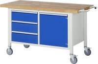 RAU Fahrbare Werkbank 8468, B1500xT700xH880-1080mm, 3xSchublade-TA, 1xTür, 05-8468A2-157B4H.11