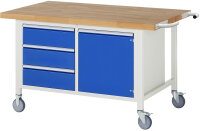 RAU Fahrbare Werkbank 8468, B1500xT900xH880-1080mm, 3xSchublade-TA, 1xTür, 05-8468A2-159B4H.11