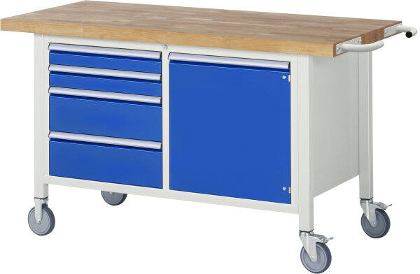 RAU Fahrbare Werkbank 8470, B1500xT700xH880-1080mm, 4xSchublade-TA, 1xTür, 05-8470A2-157B4H.11