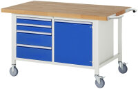 RAU Fahrbare Werkbank 8470, B1500xT900xH880-1080mm, 4xSchublade-TA, 1xTür, 05-8470A2-159B4H.11
