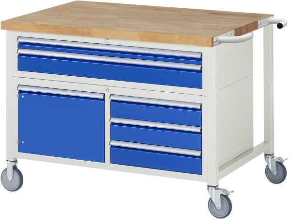 RAU Fahrbare Werkbank 8922, B1250xT900xH920-1120mm, 5xSchublade-TA, 1xTür, 05-8922A2-129B4H.11