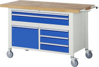 RAU Fahrbare Werkbank 8922, B1500xT700xH920-1120mm, 5xSchublade-TA, 1xTür, 05-8922A2-157B4H.11