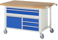 RAU Fahrbare Werkbank 8922, B1500xT900xH920-1120mm, 5xSchublade-TA, 1xTür, 05-8922A2-159B4H.11