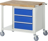 RAU Fahrbare Werkbank 8157, B1000xT700xH880-1080mm, 3xSchublade-VA, 15-8157A6-107B4H.11
