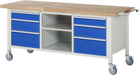RAU Fahrbare Werkbank 8564, B2000xT700xH880-1080mm, 6xSchublade-VA, 15-8564A2-207B4H.11