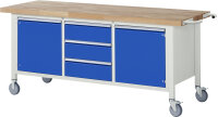 RAU Fahrbare Werkbank 8569, B2000xT700xH880-1080mm, 3xSchublade-VA, 2xTüren, 15-8569A2-207B4H.11