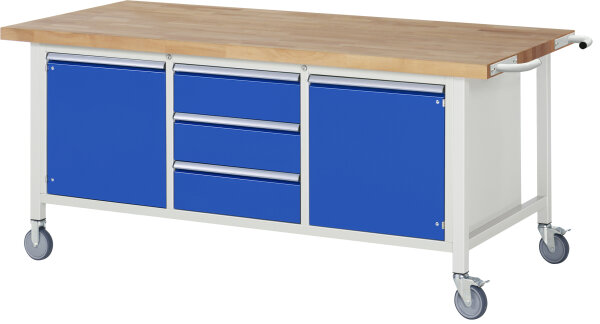 RAU Fahrbare Werkbank 8569, B2000xT900xH880mm, 3xSchublade-VA, 2xTüren, 15-8569A2-209B4S.11