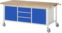 RAU Fahrbare Werkbank 8569, B2000xT900xH880mm, 3xSchublade-VA, 2xTüren, 15-8569A2-209B4S.11