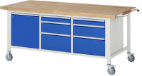 RAU Fahrbare Werkbank 8570, B2000xT900xH880-1080mm, 6xSchublade-VA, 1xTür, 15-8570A2-209B4H.11