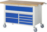 RAU Fahrbare Werkbank 8921, B1500xT700xH920-1120mm, 7xSchublade-VA, 15-8921A2-157B4H.11