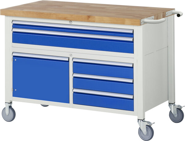 RAU Fahrbare Werkbank 8922, B1250xT700xH920mm, 5xSchublade-VA, 1xTür, 15-8922A2-127B4S.11