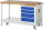 RAU Werkbank mit Fahrgestell 8162, B1500xT700xH880mm, 4xSchublade-TA, 05-8162A6-157B4F.11