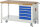 RAU Werkbank mit Fahrgestell 8171, B1500xT700xH880mm, 5xSchublade-TA, 05-8171A6-157B4F.11