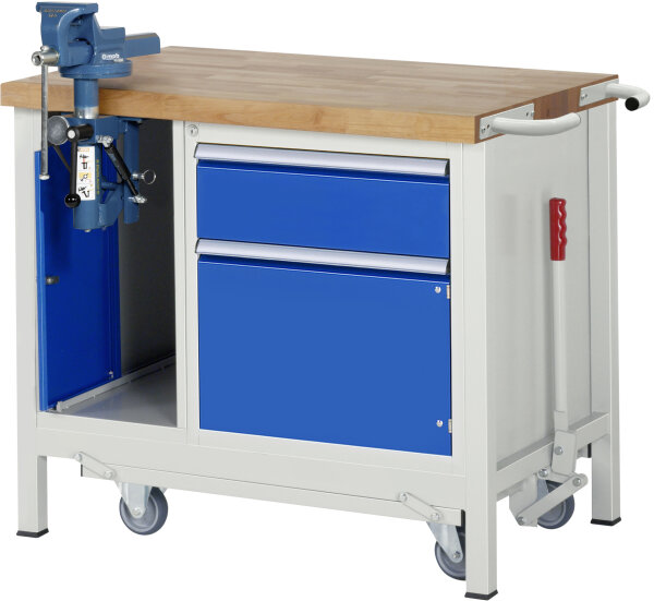 RAU Werkbank mit Fahrgestell 8181, B1000xT700xH880mm, 1xSchublade-TA, 1xSSK, 1xTür, 05-8181A2-107B4F.11