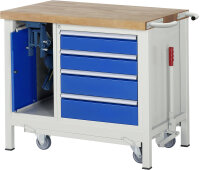 RAU Werkbank mit Fahrgestell 8185, B2000xT700xH880mm, 4xSchublade-TA, 1xSSK, 05-8185A6-207B4F.11
