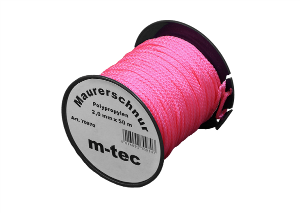 MMXX Lot-Maurerschnur 50 m Rolle 2,0 mm, pink-fluoreszierend, Polypropylen