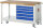 RAU Werkbank mit Fahrgestell 8271, B1500xT700xH880mm, 5xSchublade-TA, 05-8271A6-157B4F.11