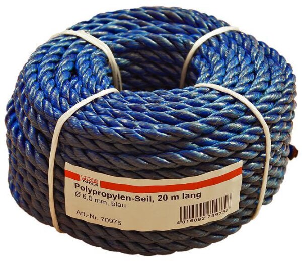 Profibau Polypropylen-Seil 70975 blau, Ø 6 mm, 20 m lang