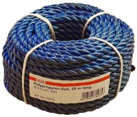 Polypropylen-Seil,Trosse 20 mtr. lang,Ø 6,0 mm, blau