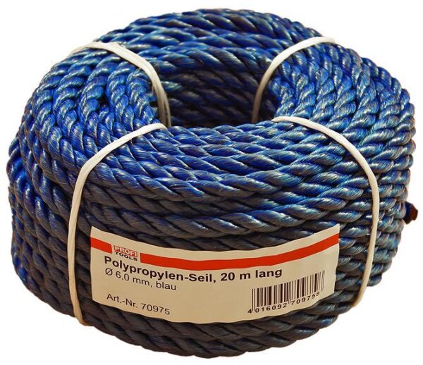 Polypropylen-Seil, Trosse 20 mtr. lang,Ø  8,0 mm, orange