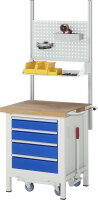 RAU Werkbank mit Fahrgestell 8162, B750xT700xH880mm, 4xSchublade-VA, 15-8162A2-077B4F.11