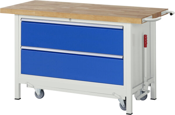 RAU Werkbank mit Fahrgestell 8355, B1500xT700xH880mm, 2xSchublade-VA, 15-8355A2-157B4F.11