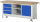RAU Werkbank mit Fahrgestell 8563, B2000xT700xH880mm, 3xSchublade-VA, 1xTür, 15-8563A2-207B4F.11