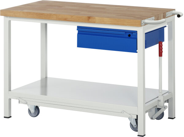RAU Werkbank mit Fahrgestell 8001I6, B1250xT700xH880mm, 1xSchublade-TA, 05-8001I6-127R4F.11