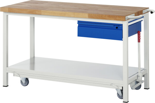 RAU Werkbank mit Fahrgestell 8001I6, B1500xT700xH880mm, 1xSchublade-TA, 05-8001I6-157R4F.11