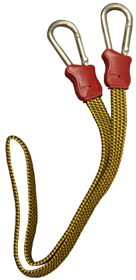 Profibau Flach-Spanngummi mit Karabinerhaken 71082 gelb, 19 mm breit, 0,75 m lang