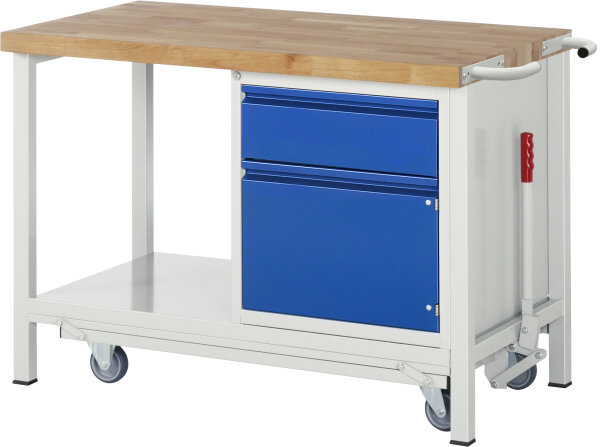 RAU Werkbank mit Fahrgestell 8152I6, B1250xT700xH880mm, 1xSchublade-TA, 1xTür, 05-8152I6-127R4F.11