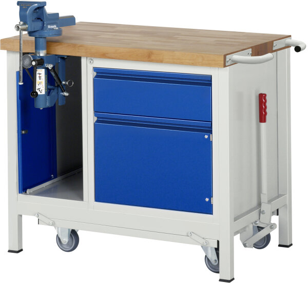 RAU Werkbank mit Fahrgestell 8181I2, B1000xT700xH880mm, 1xSchublade-TA, 1xSSK, 1xTür, 05-8181I2-107R4F.11