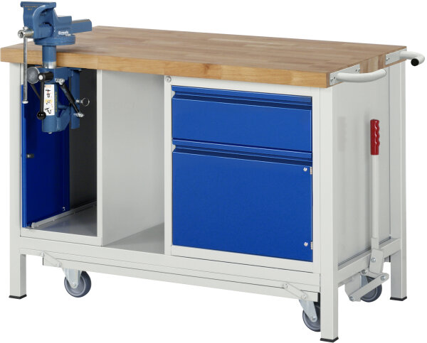 RAU Werkbank mit Fahrgestell 8181I6, B1250xT700xH880mm, 1xSchublade-TA, 1xSSK, 1xTür, 05-8181I6-127R4F.11