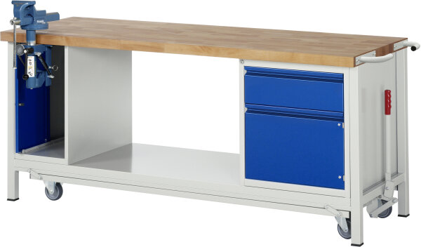 RAU Werkbank mit Fahrgestell 8181I6, B2000xT700xH880mm, 1xSchublade-TA, 1xSSK, 1xTür, 05-8181I6-207R4F.11