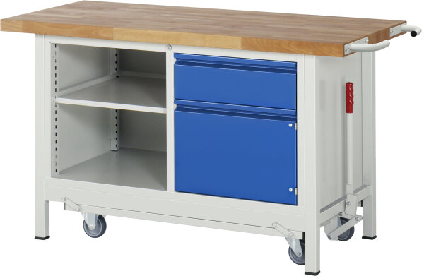 RAU Werkbank mit Fahrgestell 8461I2, B1500xT700xH880mm, 1xSchublade-TA, 1xTür, 05-8461I2-157R4F.11