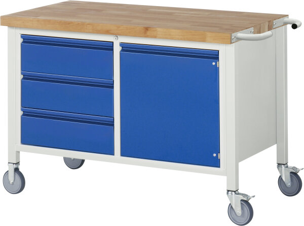RAU Fahrbare Werkbank 8468I2, B1250xT700xH880mm, 3xSchublade-TA, 1xTür, 05-8468I2-127R4S.11
