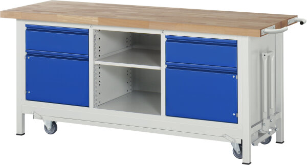 RAU Werkbank mit Fahrgestell 8561I2, B2000xT700xH880mm, 2xSchublade-TA, 2xTür, 05-8561I2-207R4F.11