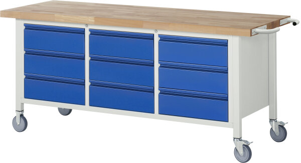 RAU Fahrbare Werkbank 8574I2, B2000xT700xH880mm, 9xSchublade-TA, 05-8574I2-207R4S.11