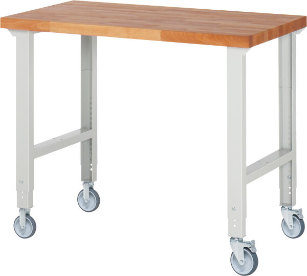 RAU Fahrbare Werkbank (höhenverstellbar) 7000-1, B1250xT700xH950-1000mm | 2BR-2LR, 05-7000-1-127B4H22.12