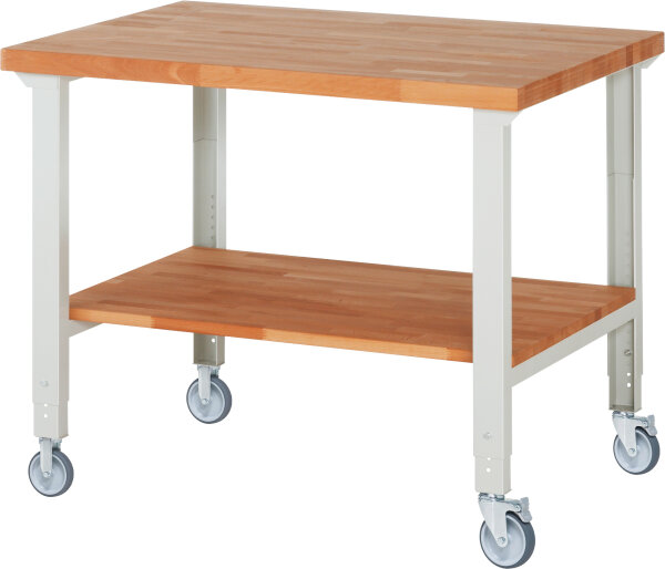 RAU Fahrbare Werkbank (höhenverstellbar) 7000-7, B1250xT900xH950-1000mm | 2BR-2LR, 05-7000-7-129B4H22.12