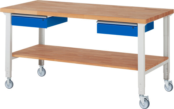 RAU Fahrbare Werkbank (höhenverstellbar) 7002A7, B2000xT900xH950-1000mm | 2BR-2LR, 05-7002A7-209B4H22.11