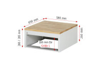 RAU Schubladenschrank L1.1, B580xT650xH285mm, MT-Top-25mm, 2xSchublade-TA, 03-L1.1A-MT.11