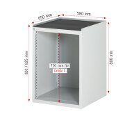 RAU Schubladenschrank L5.6, B580xT650xH820mm, M-Top-22mm, 3xSchublade-TA, 1xTür, 03-L5.6AR-M.11