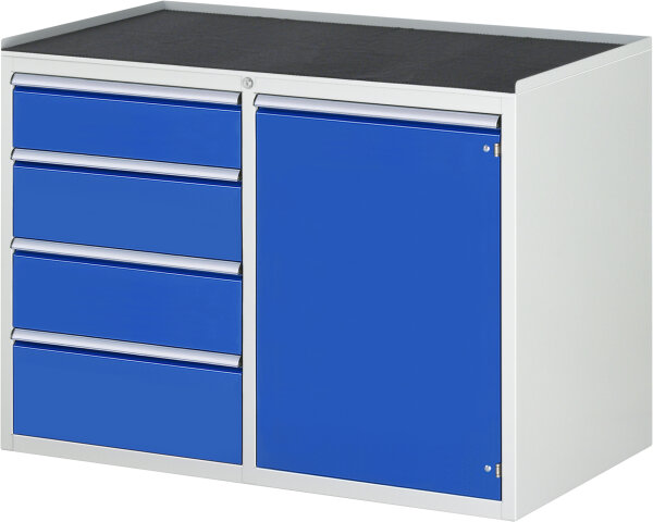RAU Schubladenschrank LL5.21.12, B1145xT650xH825mm, MT-Top-25mm,4xSchublade-TA,1xTür, 03-LL5.21.12A-MT.11